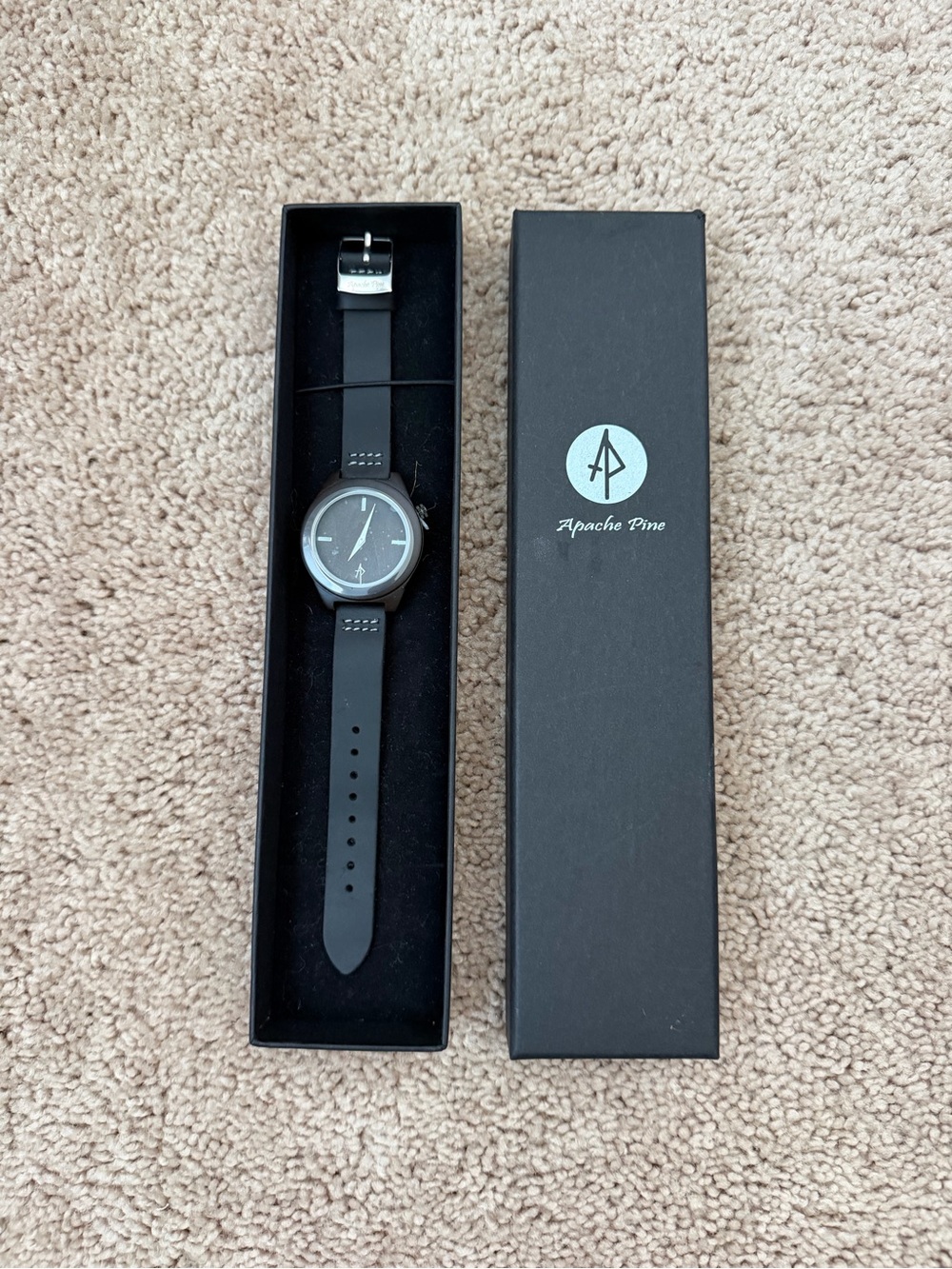 NEW Apache Pine Sqwatch Swiss Movement Watch, Dark Wood Case, Leather Strap